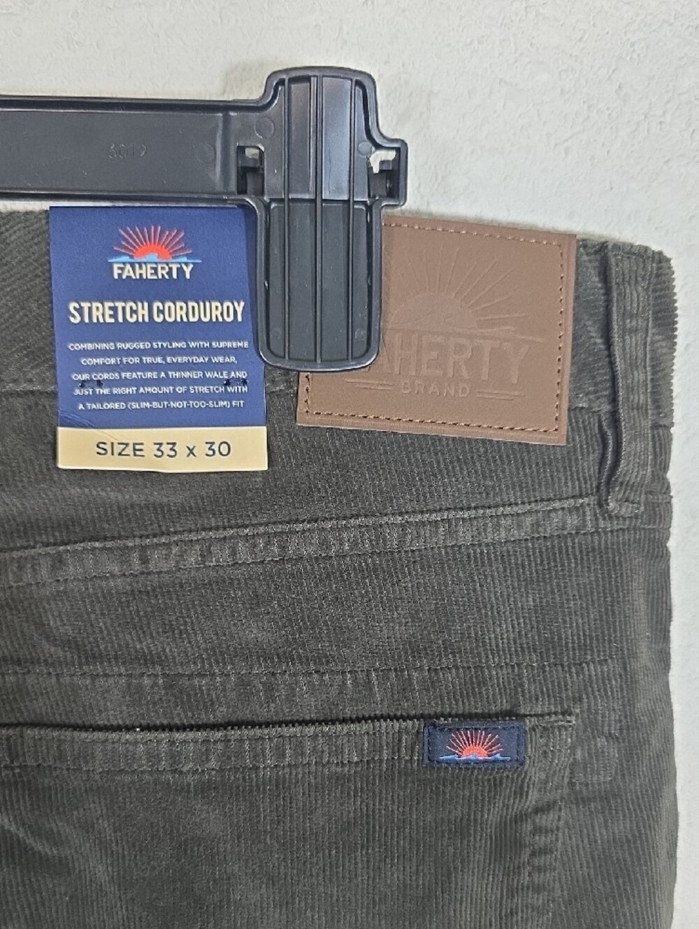Faherty Men’s Corduroy Pants — Charcoal 33x30 - Picture 5 of 6
